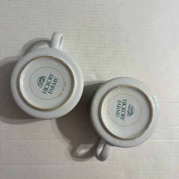 Vintage Hickory Farms Soup Bowls Mugs Cups Tomato Garlic Handle Retro Set Of 2 - Picture 4 of 4